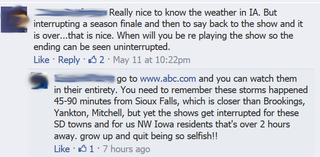 Illustration for article titled Anchor Rips Viewers For Complaining Storm Coverage Interrupted TV Show